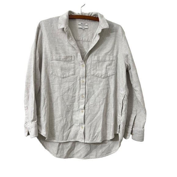 Madewell Tops - Madewell Gray Oversized Flannel Button Shirt Size Medium